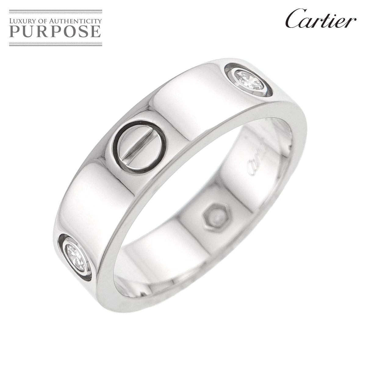 Cartier ラブ #58 リング ハーフ ダイヤ 3P K18 WG ホワイトゴールド 750 指輪 Love Ring カルティエ 90336904