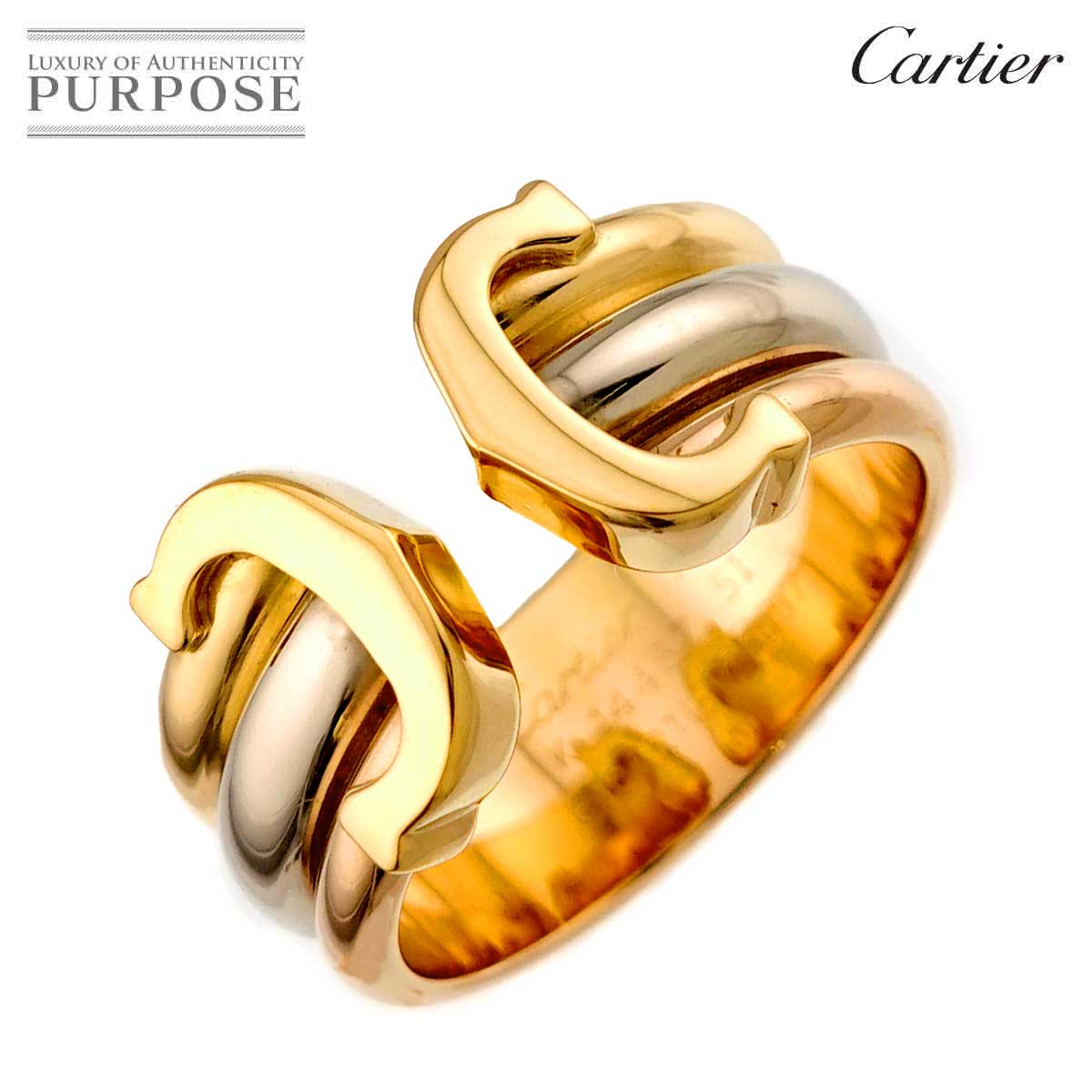 Cartier C2 #51 リング K18 YG WG PG スリーカラー スリーゴールド 750 指輪 2C Ring カルティエ 90337137