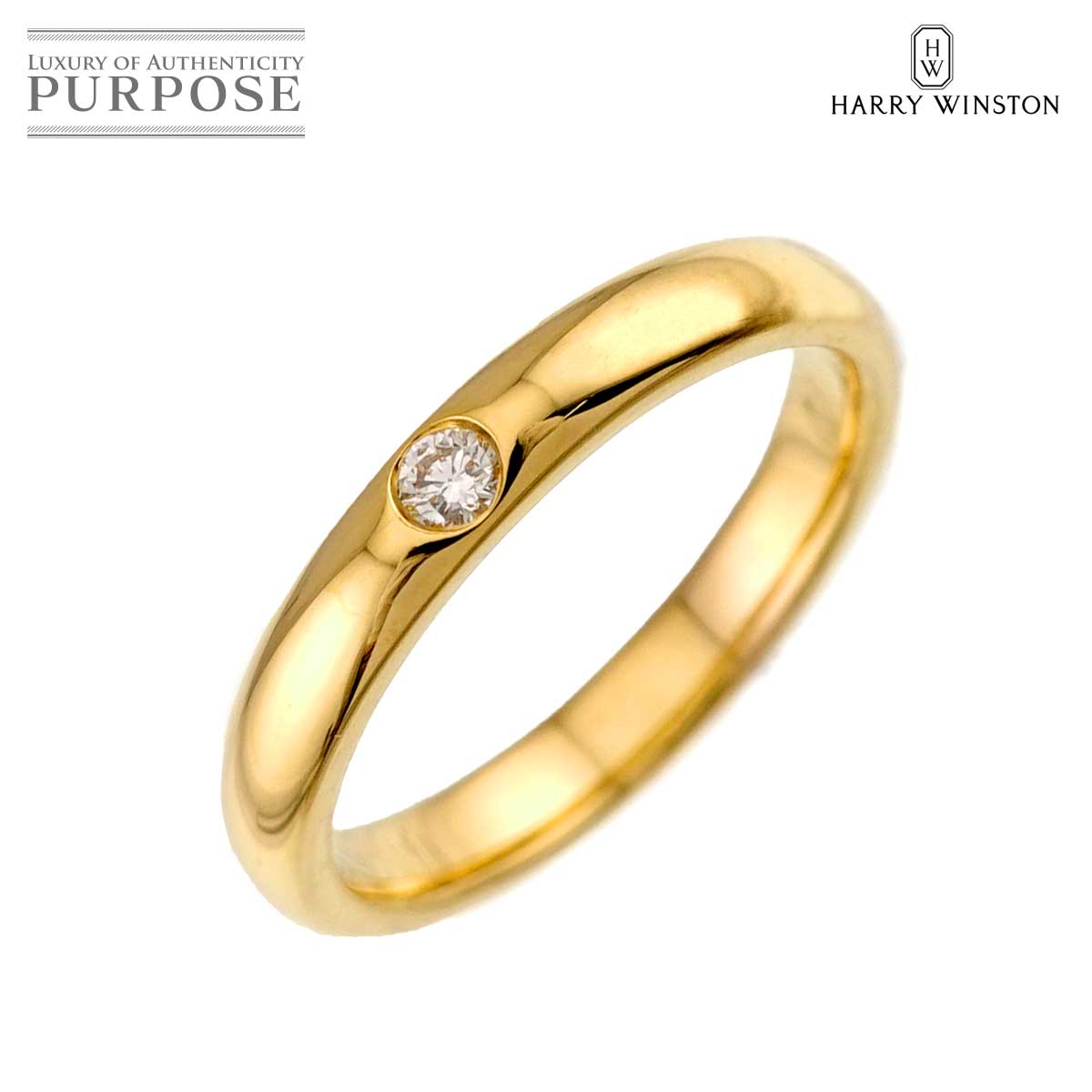 HARRY WINSTON ラウンド 8号 リング ダイヤ K18 YG イエローゴールド 750 指輪 Diamond Ring【証明書付き】ハリーウィンストン 90337202