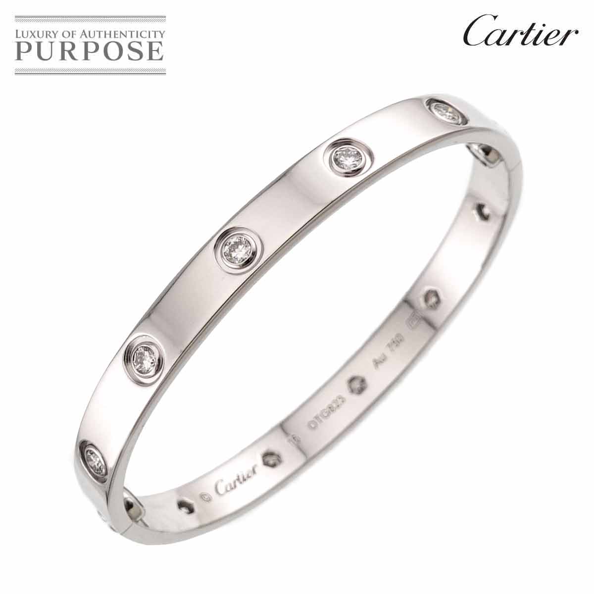Cartier ラブブレス フル ダイヤ 10P #16 K18 WG ホワイトゴールド 750 ブレスレット バングル Love Bracelet【証明書付き】 カルティエ 90337306