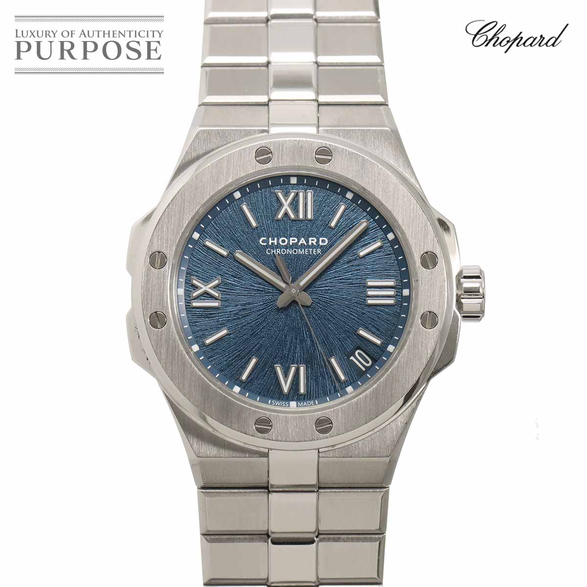 Chopard アルパイン イーグル ラージ 298600-3001 メンズ 腕時計 デイト ブルー 自動巻き ウォッチ Alpine ショパール 90334787