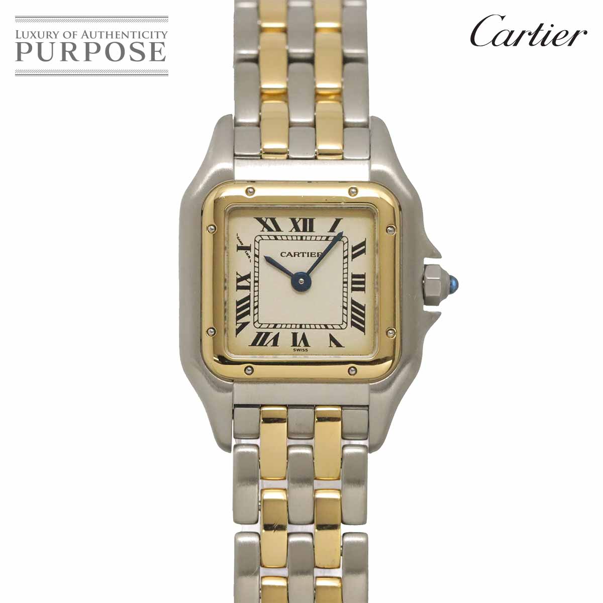 Cartier パンテール SM 2ロウ W25029B6 コンビ レディース 腕時計 アイボリー YG イエローゴールド クォーツ Panthere カルティエ 90335106