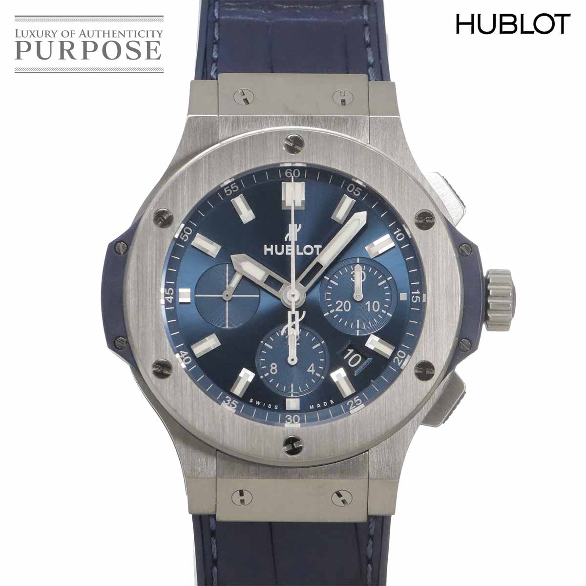 HUBLOT ビッグバン スチールブルー クロノグラフ 301 SX 7170 LR メンズ 腕時計 デイト ブルー 自動巻き ウォッチ ウブロ 90335107