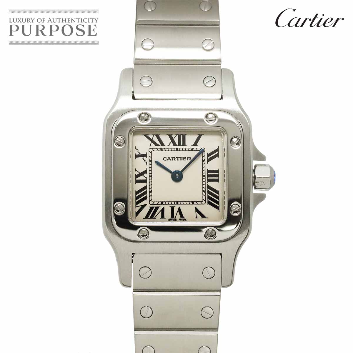Cartier サントスガルベSM W20056D6 レディース 腕時計 アイボリー クォーツ ウォッチ カルティエ 90336365