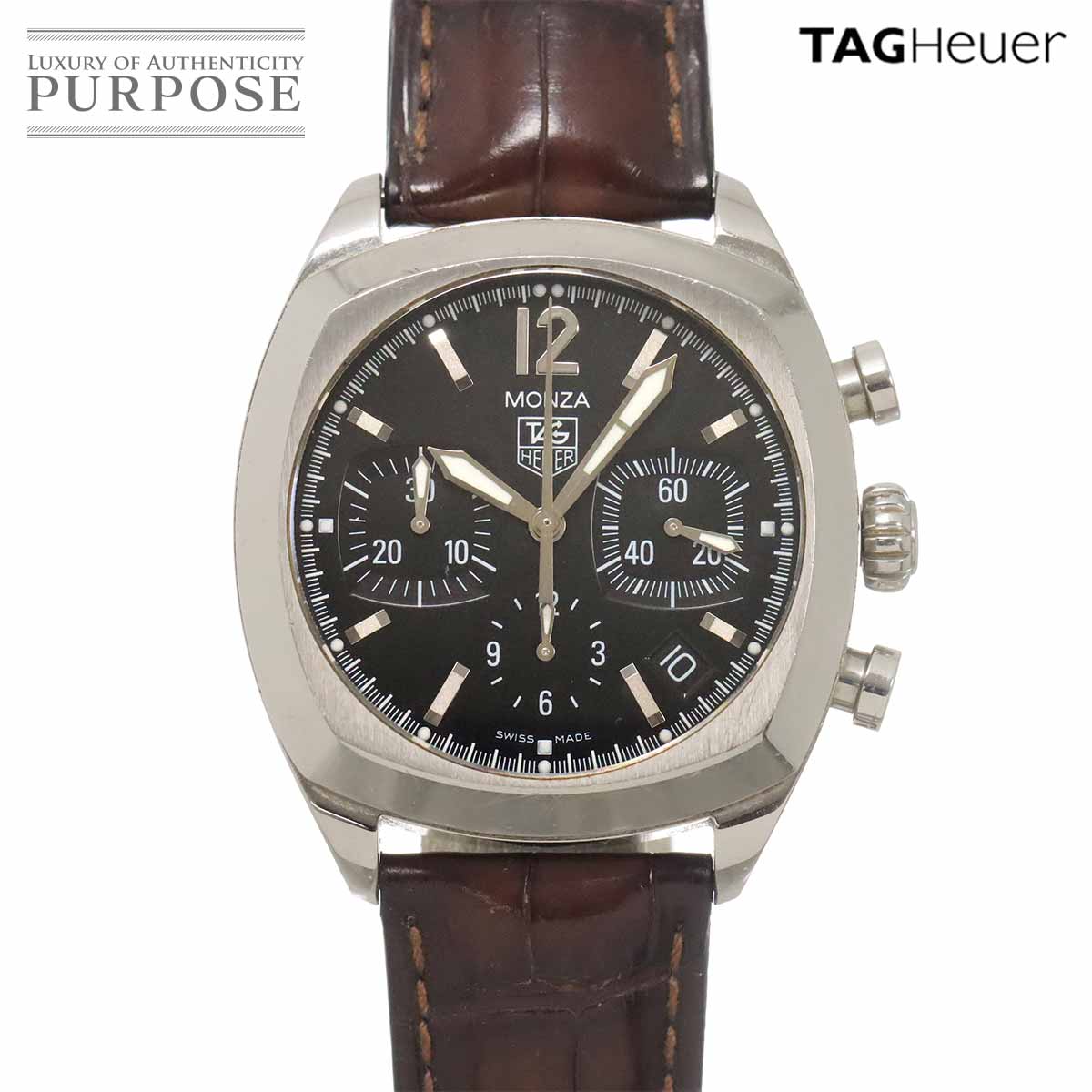 TAG Heuer モンツァ クロノグラフ CR2113-0 メンズ 腕時計 デイト ブラック オートマ 自動巻き ウォッチ Monza タグホイヤー 90337546