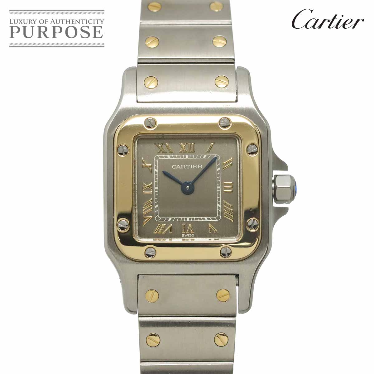 Cartier サントスガルベSM コンビ W20031C4 レディース 腕時計 グレー YG イエローゴールド クォーツ ウォッチ Santos Galbee SM カルティエ 90337596
