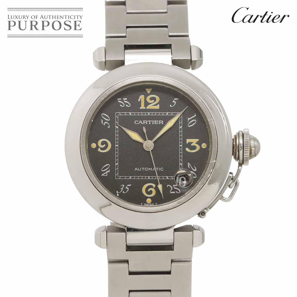 Cartier パシャC W31043M7 ボーイズ 腕時計 デイト ブラック オートマ 自動巻き ウォッチ Pasha C カルティエ 90340944
