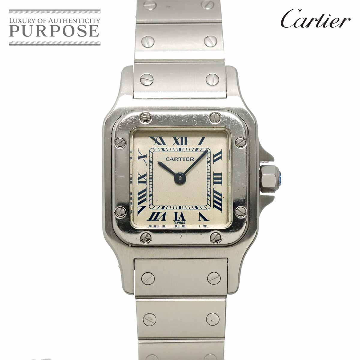 Cartier サントスガルベSM W20017D6 ヴィンテージ レディース 腕時計 アイボリー クォーツ ウォッチ Santos Galbee カルティエ 90342835