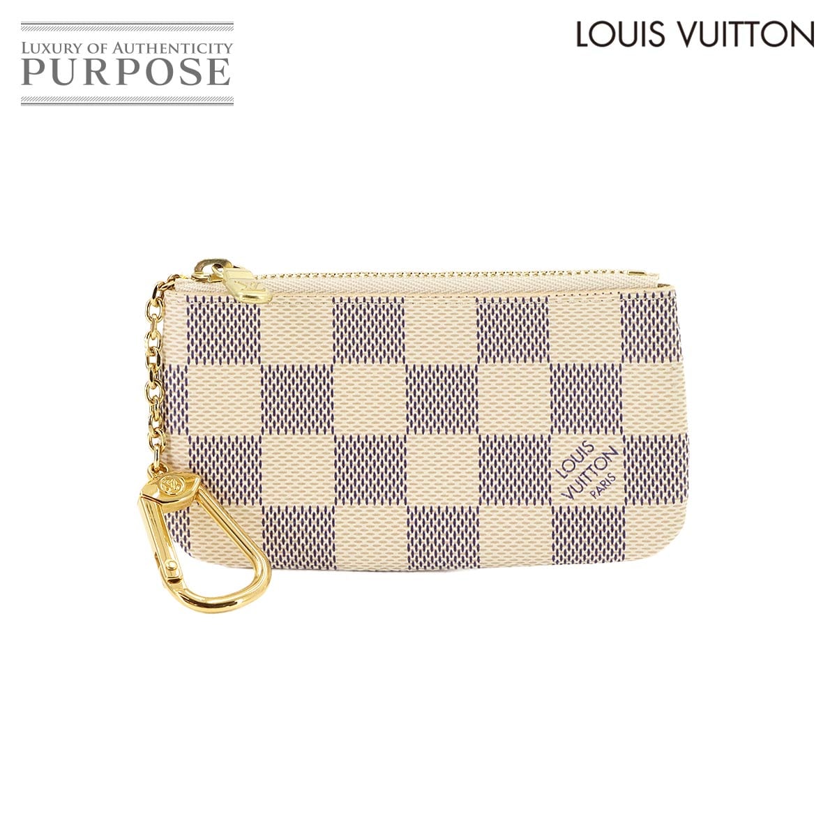 LOUIS VUITTON ダミエ アズール ポシェット クレ コインケース 小銭入れ キーケース ベージュ N62659 Pochette Cles ルイ ヴィトン 90338602