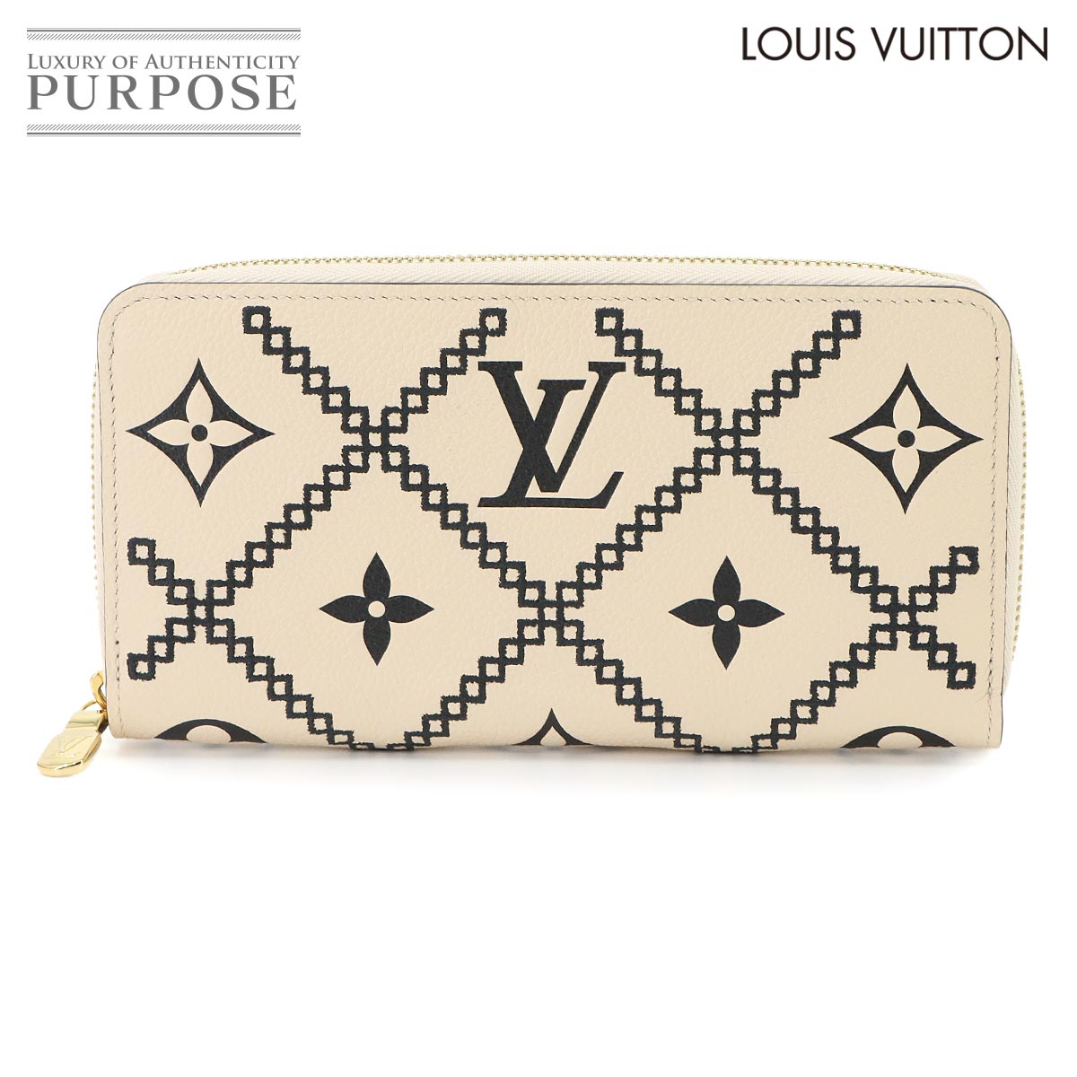 LOUIS VUITTON モノグラム アンプラント ブロデリー ジッピー ウォレット 長財布 レザー クレーム M81141 RFID ゴールド 金具 ルイ ヴィトン 90338605