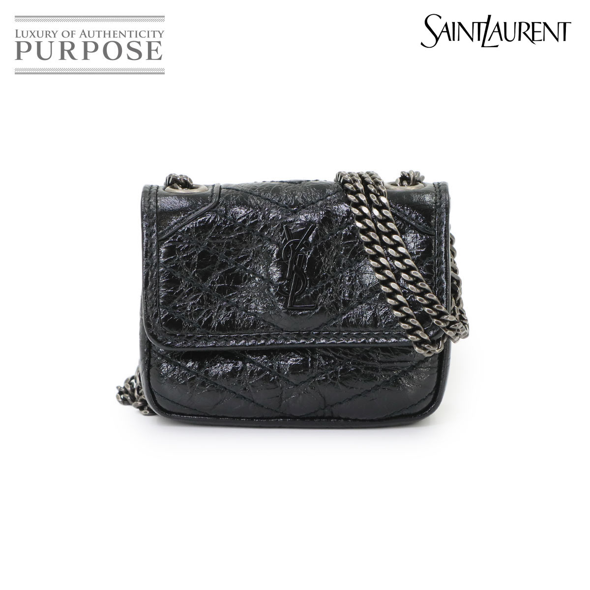 SAINT LAURENT ニキ チェーン ショルダー ポーチ レザー ブラック 710844 Niki Shoulder Pouch サンローラン 90339857