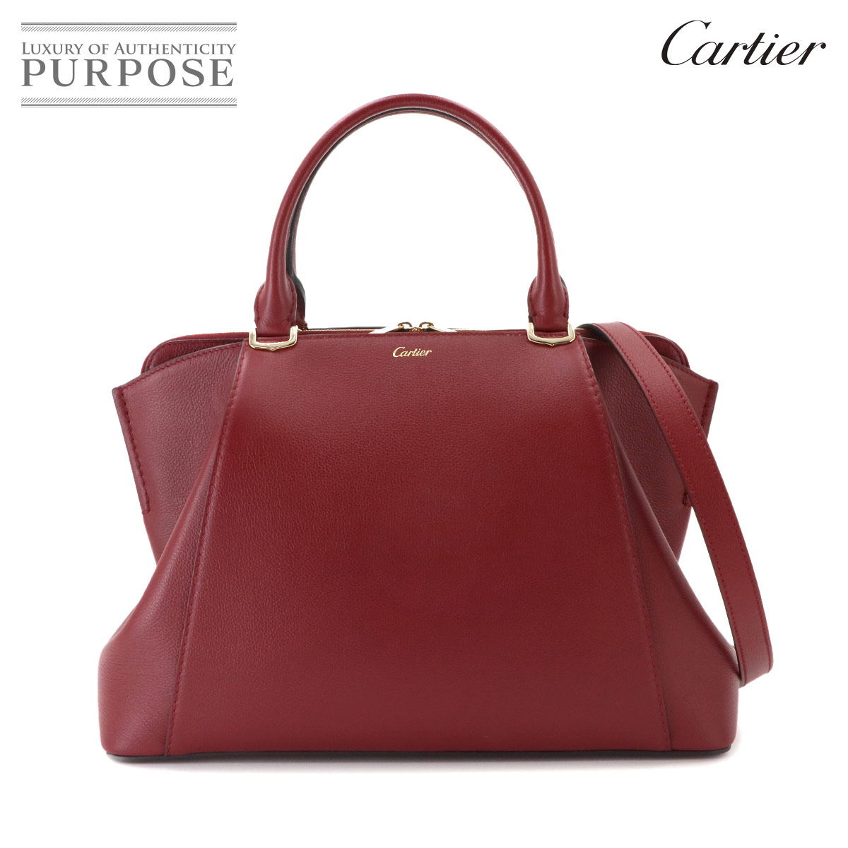 Cartier Cドゥカルティエ SM 2way ハンド ショルダー バッグ レザー ボルドー L1001829 C de Cartier Bag カルティエ 90339862