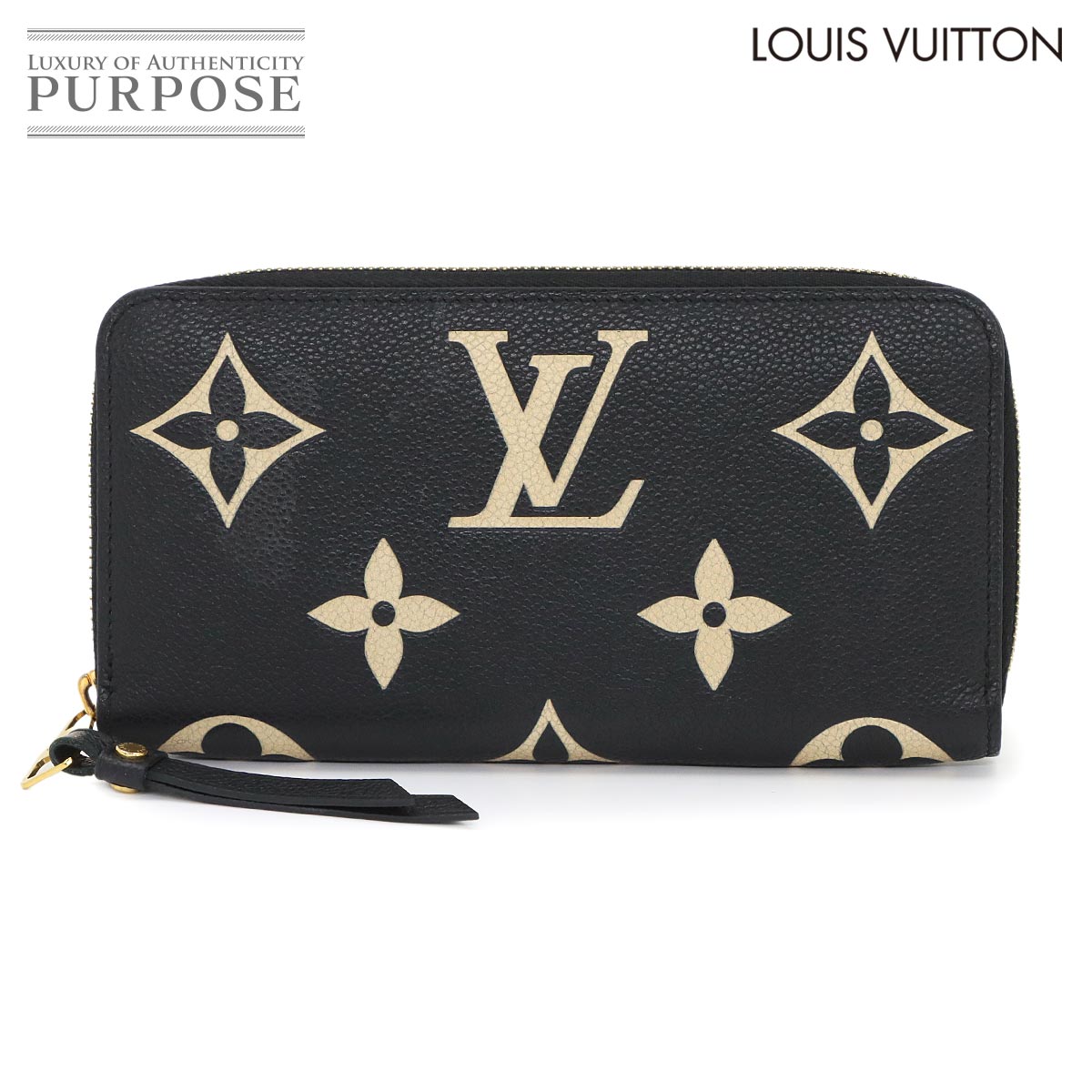 LOUIS VUITTON バイカラー モノグラム アンプラント ジッピー ウォレット 長財布 レザー ブラック ベージュ M80481 RFID Zippy Wallet ルイ ヴィトン 90340033
