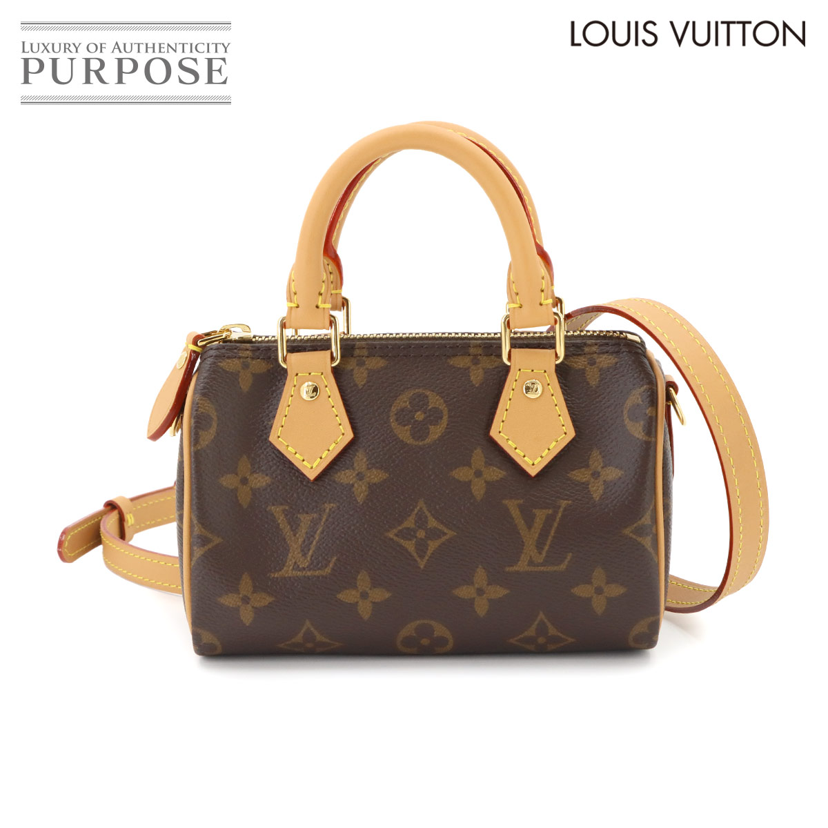 LOUIS VUITTON モノグラム ナノ スピーディ 2way ハンド ショルダー バッグ M81085 Nano Speedy ルイ ヴィトン 90342278