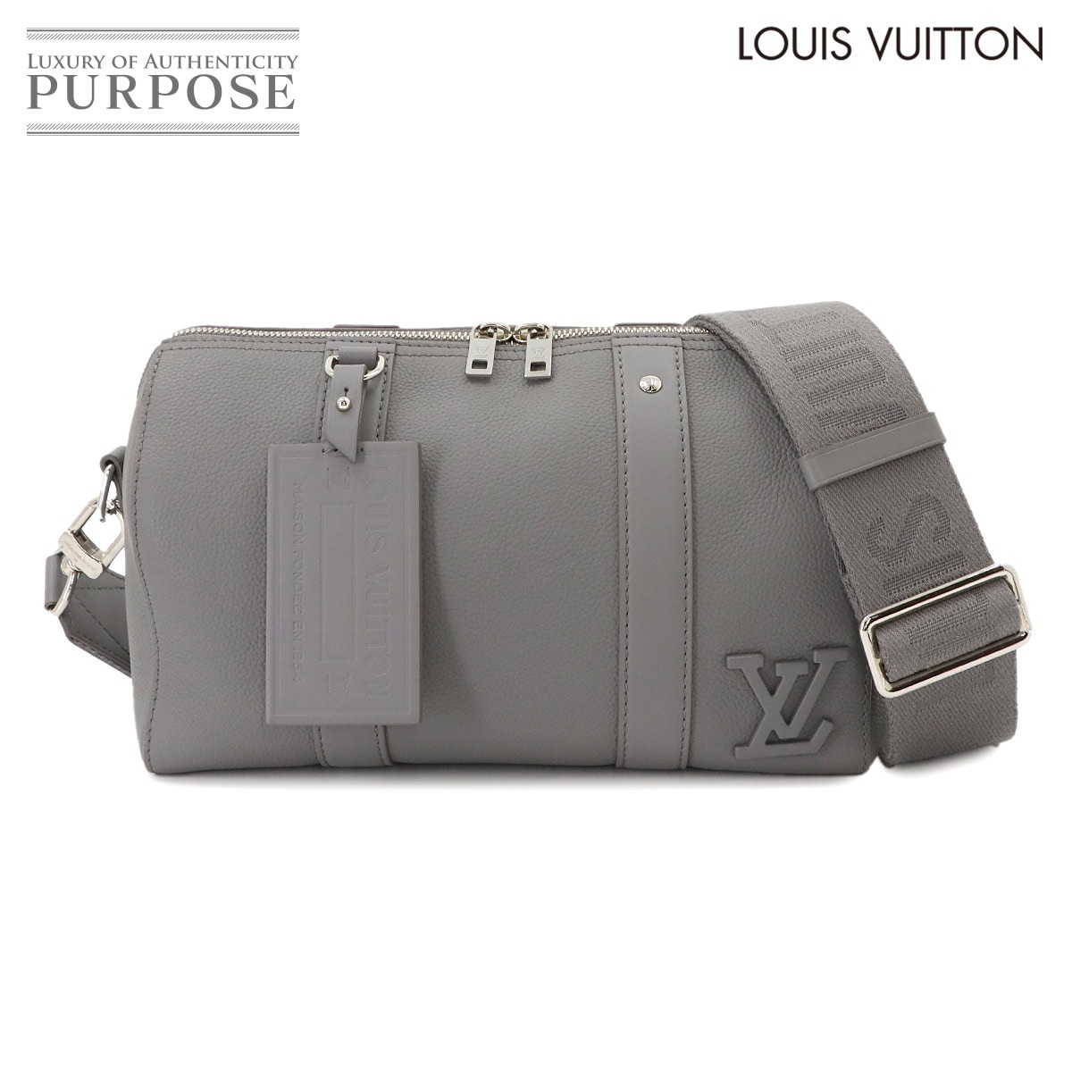 LOUIS VUITTON アエログラム シティ キーポル ショルダー バッグ レザー グレー M59328 RFID City Keepall ルイ ヴィトン 90342309