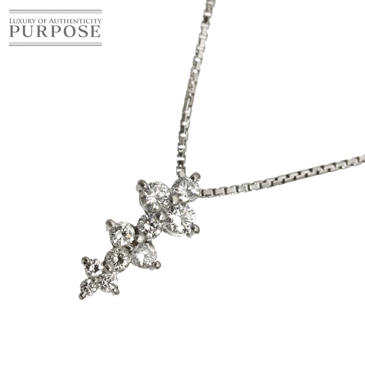 ダイヤ 0.588ct ネックレス 40cm Pt プラチナ 【鑑別カード付き】 Diamond Necklace 90342149