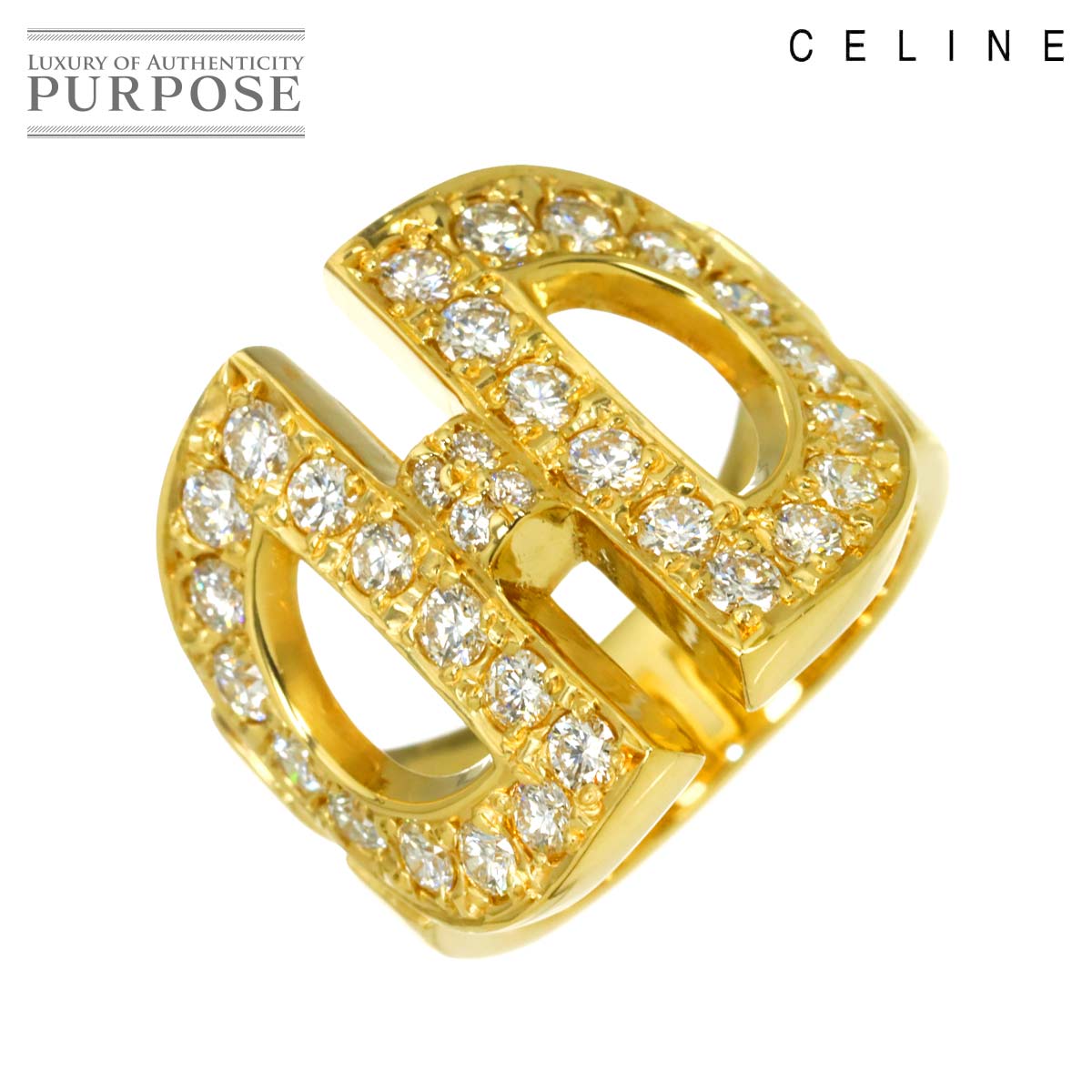 CELINE 7号 リング ダイヤ 0.83ct K18 YG イエローゴールド 750 指輪 Ring セリーヌ 90334571