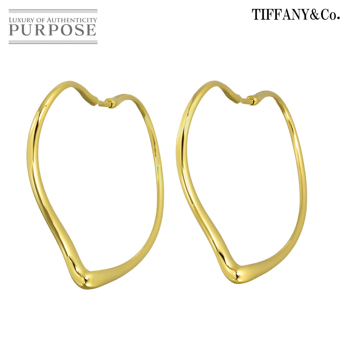 TIFFANY&Co. オープンハート フープ ピアス K18 YG イエローゴールド 750 Open Heart Earrings Pierced ティファニー 90336168