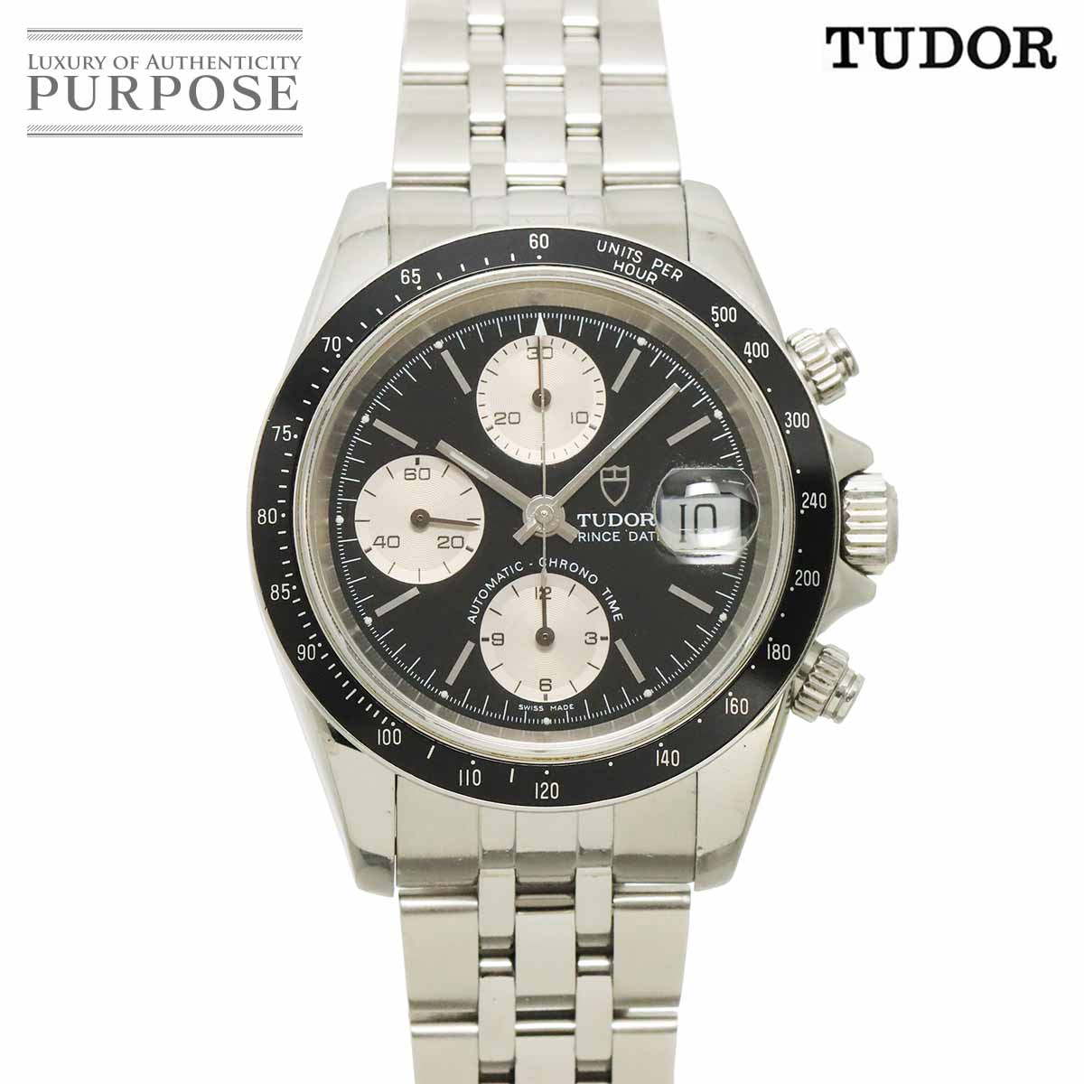 TUDOR クロノタイム 79260P メンズ 腕時計 デイト ブラック オートマ 自動巻き ウォッチ Chrono time チューダー チュードル 90343186