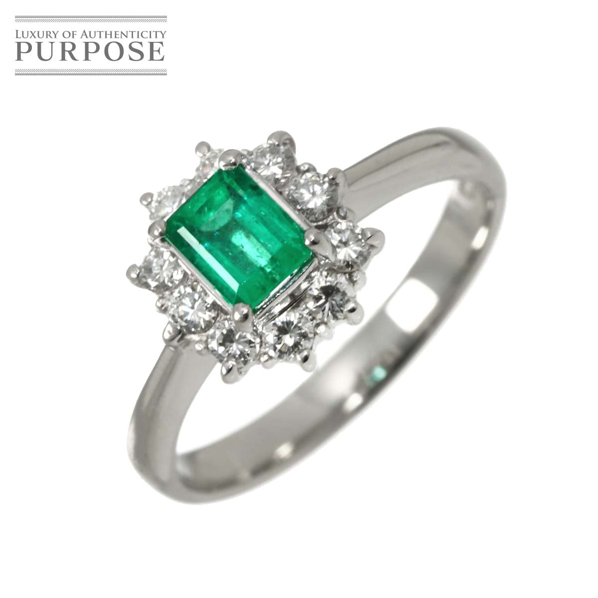 リング 13号 エメラルド 0.56ct ダイヤ 0.32ct Pt プラチナ 指輪 Emerald Ring 90342122