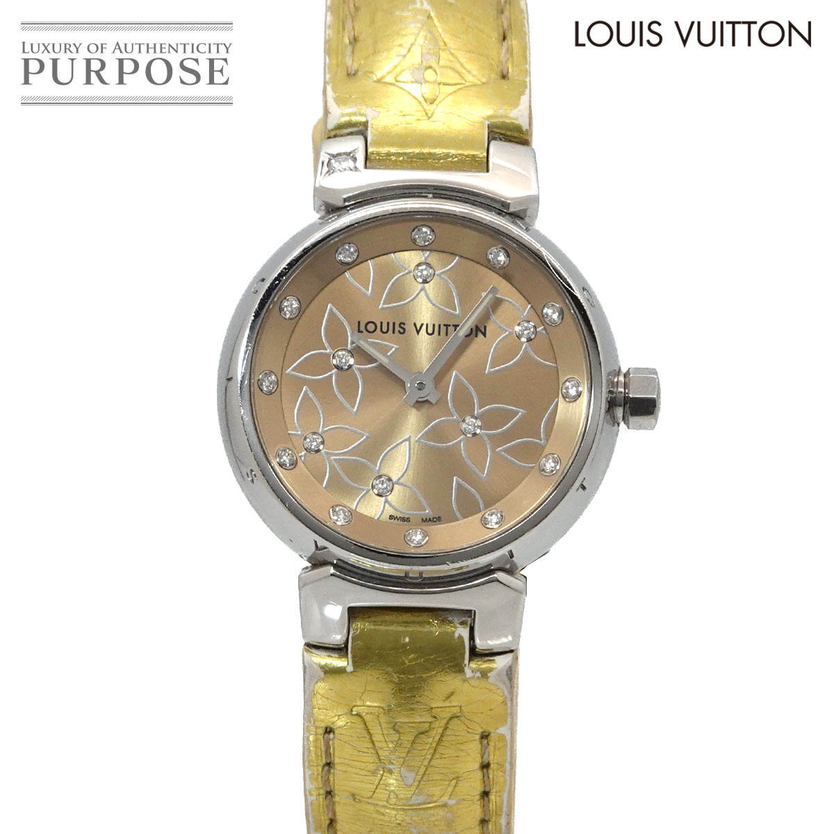 LOUIS VUITTON タンブール Q121M ラグ インデックス ダイヤ レディース 腕時計 クォーツ ウォッチ Tambour ルイ ヴィトン 90342249
