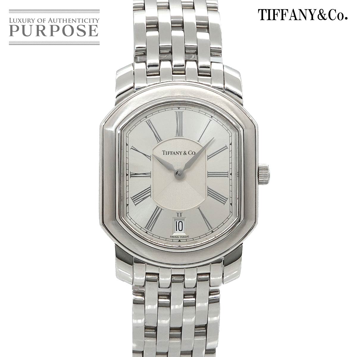 TIFFANY&Co. マーククーペ ヴィンテージ メンズ 腕時計 デイト シルバー クォーツ ウォッチ Mark Coupe ティファニー 90344180