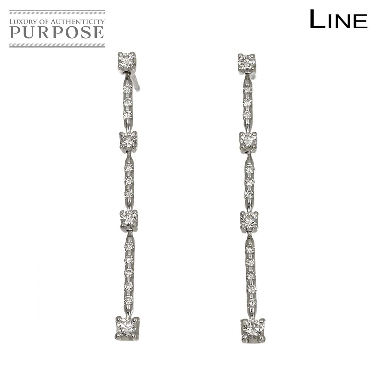 DE BEERS LINE ダイヤ 0.60ct ピアス K18 WG ホワイトゴールド 750 デビアス 90334570