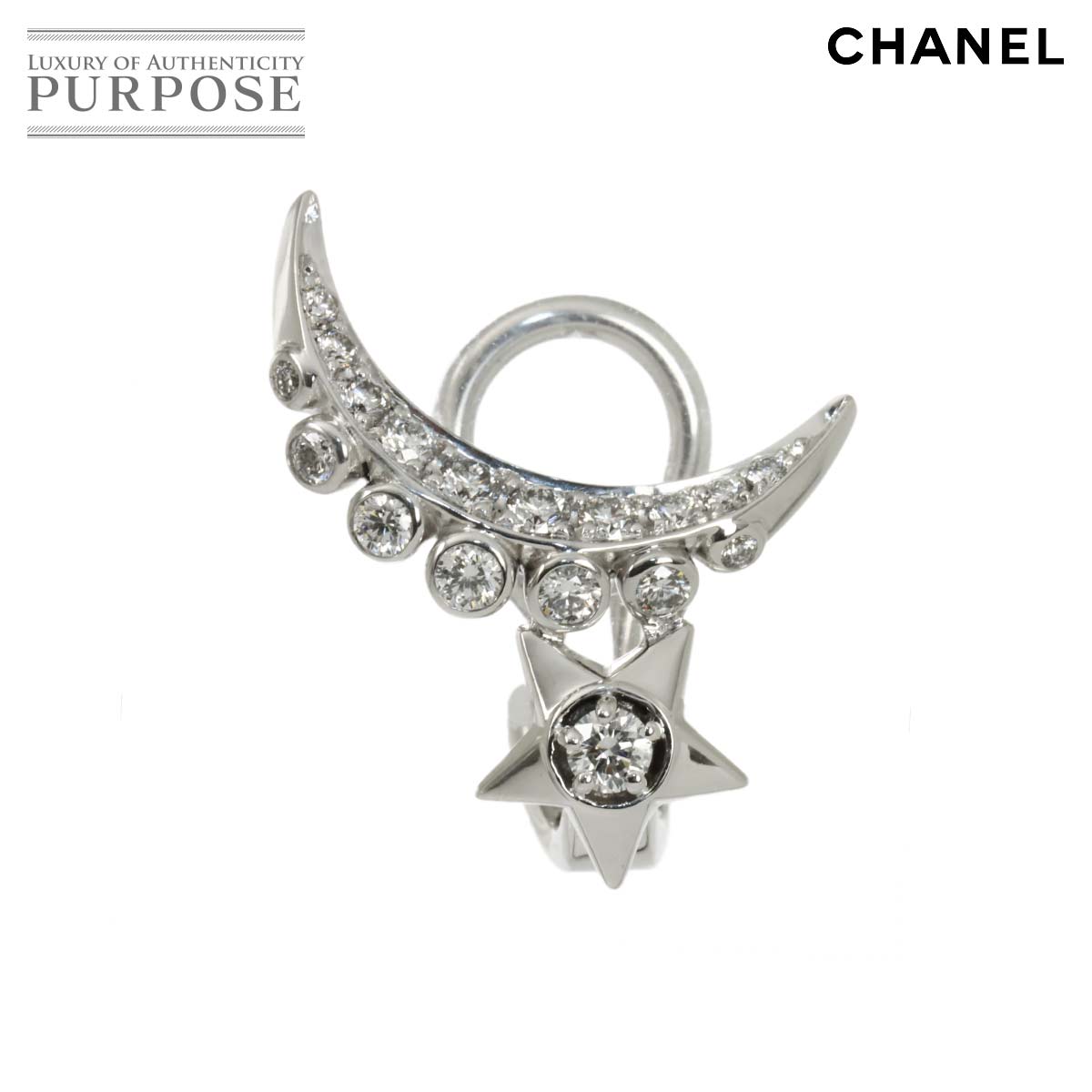 CHANEL コメット ダイヤ イヤリング K18 WG ホワイトゴールド 750 星 スター 片方のみ 片耳 COMETE Diamond Earrings Clip-on シャネル 90340095