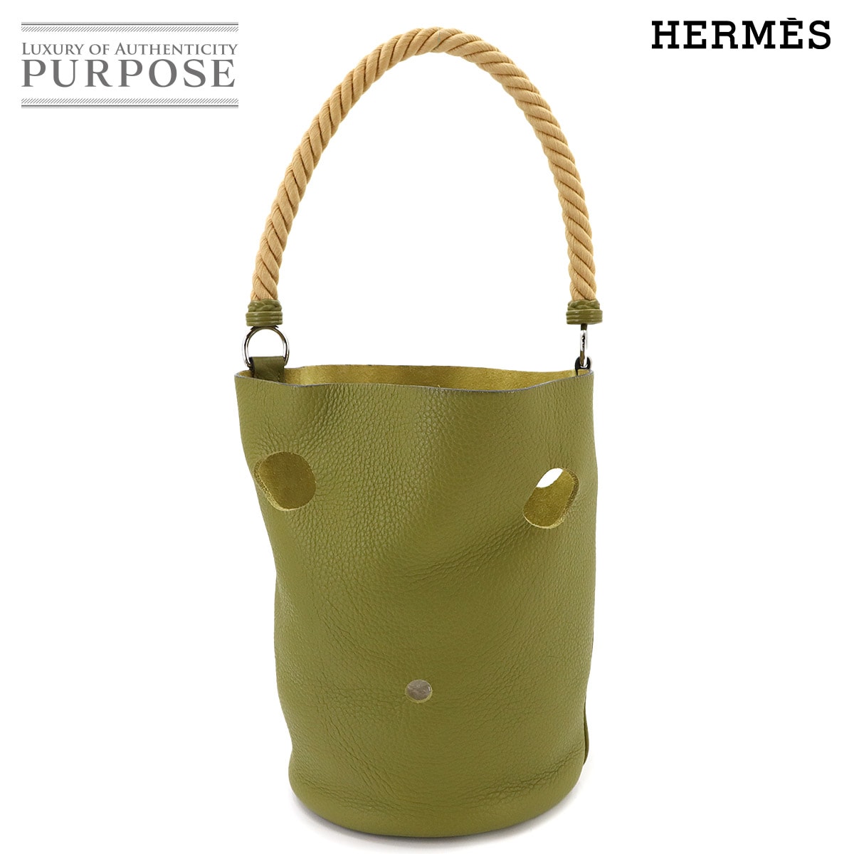 HERMES マンジョワール MM ハンド バッグ トリヨンクレマンス グリーン系 □K刻印 Mangeoire エルメス 90342649