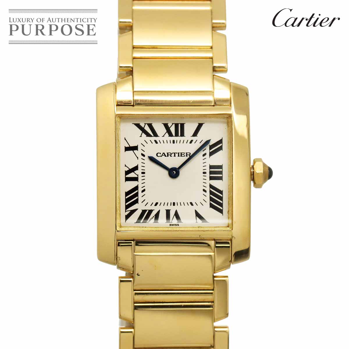Cartier タンクフランセーズMM W50003N2 ボーイズ 腕時計 デイト アイボリー K18YG イエローゴールド 金無垢 クォーツ ウォッチ Tank Francaise カルティエ 90337267
