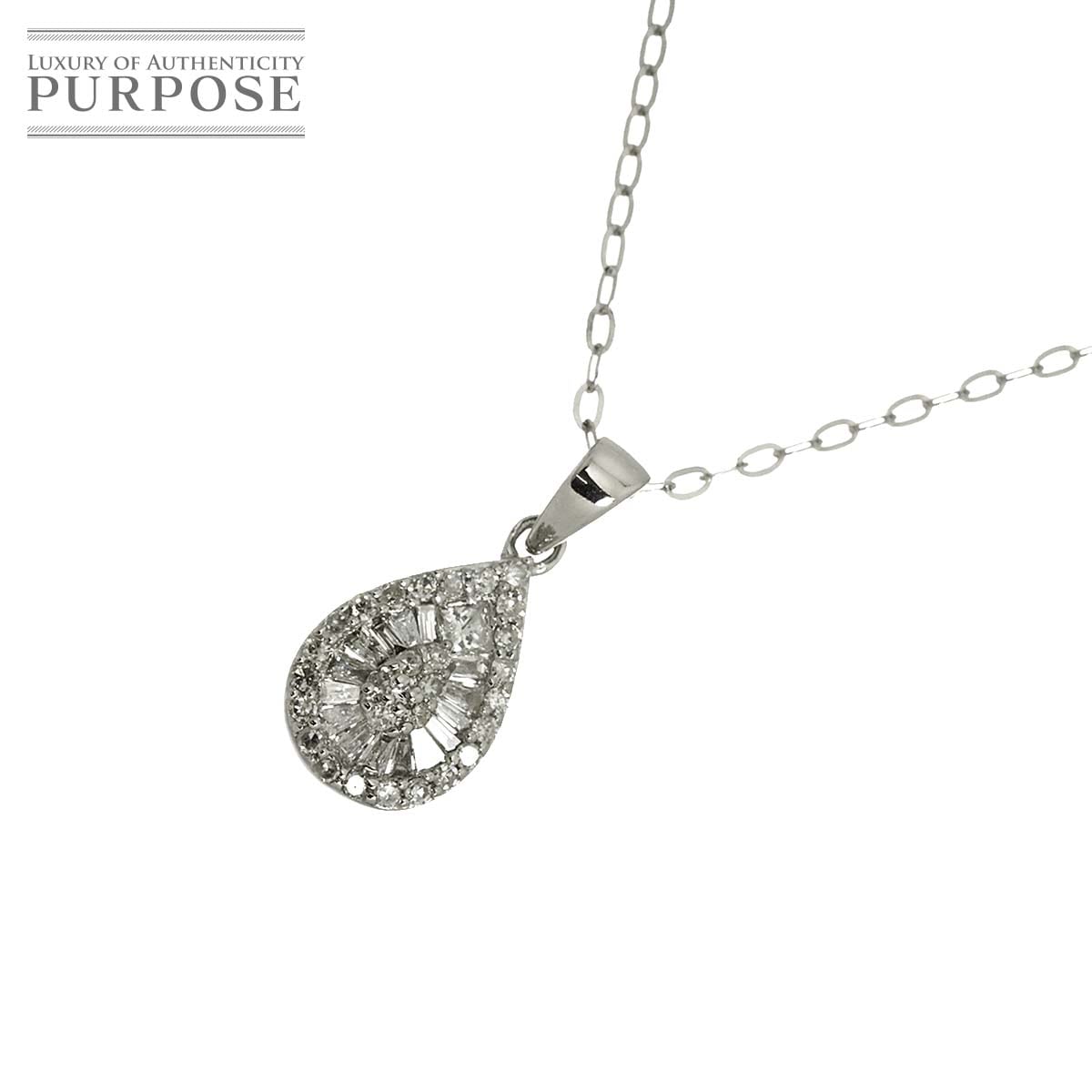 ダイヤ 0.20ct ネックレス 41.5cm K18 WG ホワイトゴールド 750 Diamond Necklace 90342141