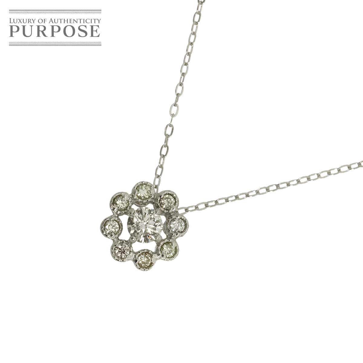 ダイヤ 0.20ct ネックレス 40cm K18 WG ホワイトゴールド 750 【鑑別カード付き】 Diamond Necklace 90342151