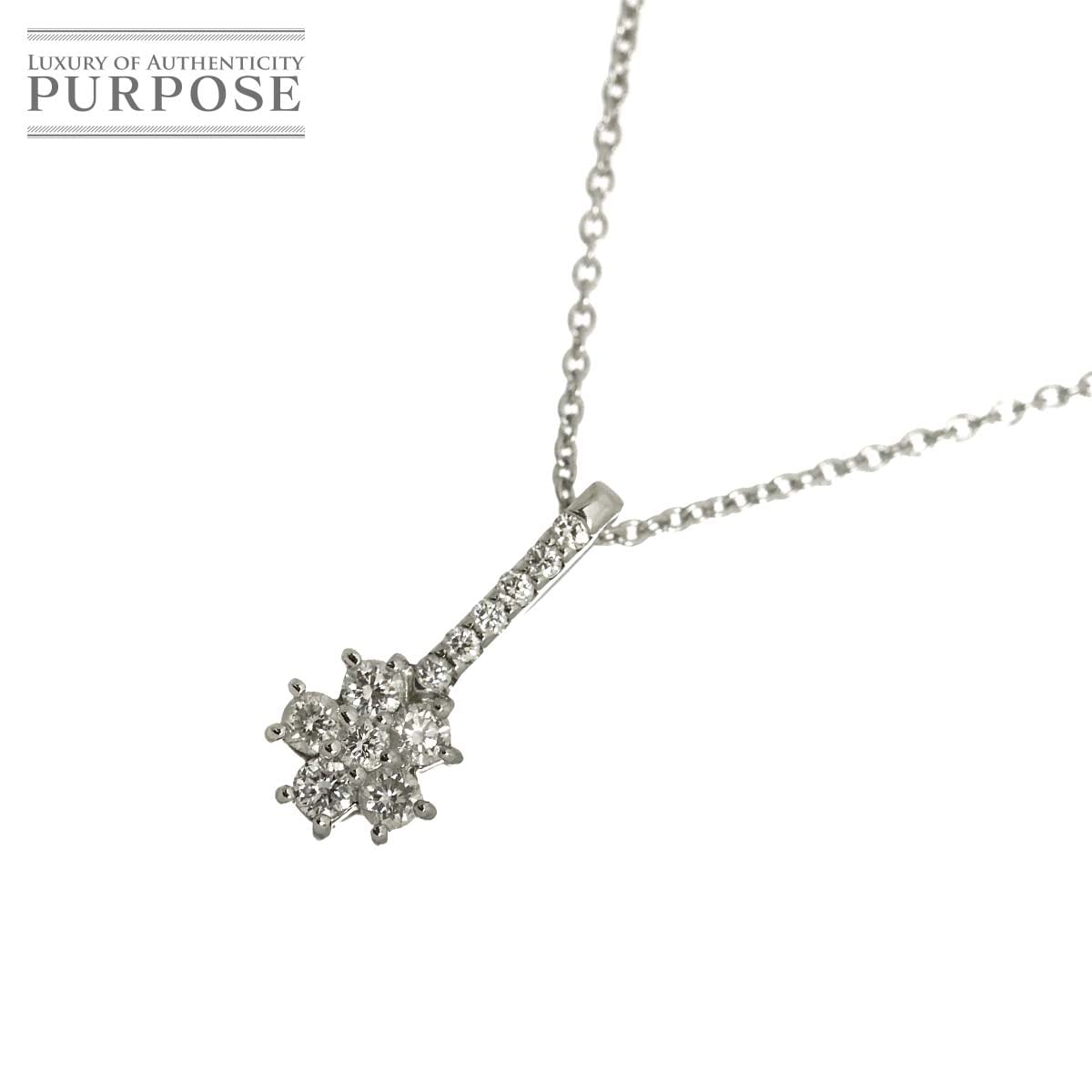 ダイヤ 0.16ct ネックレス 40cm K18 WG ホワイトゴールド 750 Diamond Necklace 90342528