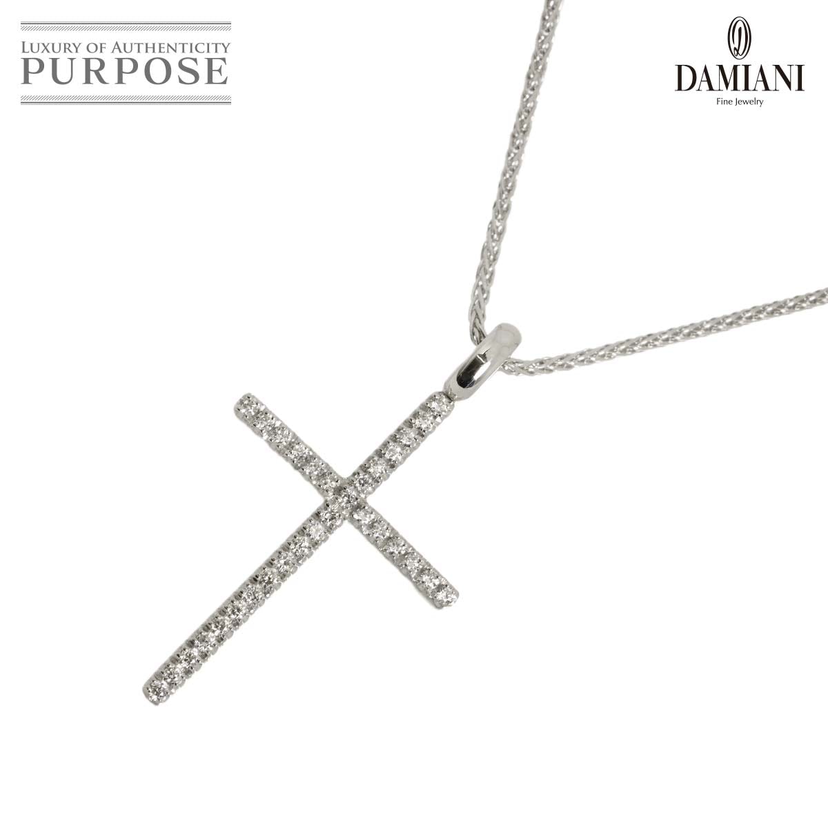 DAMIANI ミステリー クロス ダイヤ ネックレス 46cm K18 WG ホワイトゴールド 750 Mystery Cross Diamond Necklace ダミアーニ 90335223