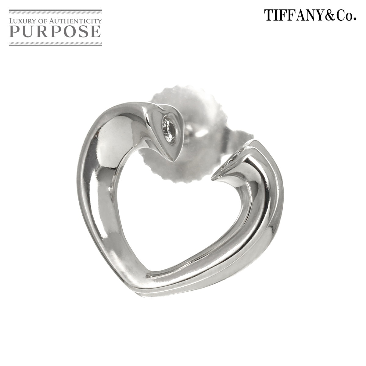 TIFFANY&Co. テンダネス ハート ダイヤ ピアス K18 WG ホワイトゴールド 750 片方のみ 片耳 Earring Pierced ティファニー 90337471