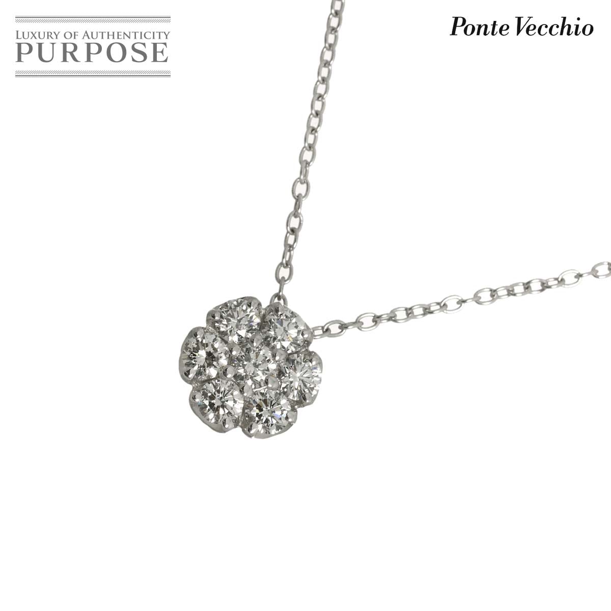 Ponte Vecchio ダイヤ 0.50ct ネックレス 40cm K18 WG ホワイトゴールド 750 Diamond Necklace ポンテヴェキオ 90338524