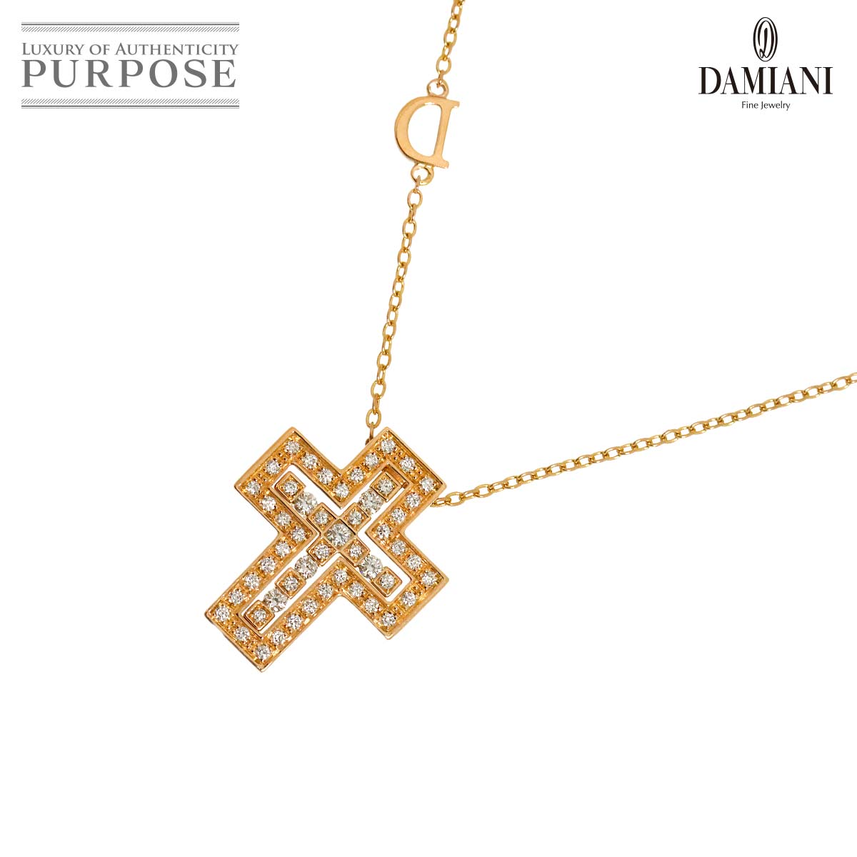 DAMIANI ベルエポック XS ダイヤ ネックレス 53cm K18 PG ピンク ゴールド 750 クロス Belle Epoque Necklace【証明書付き】 ダミアーニ 90336547