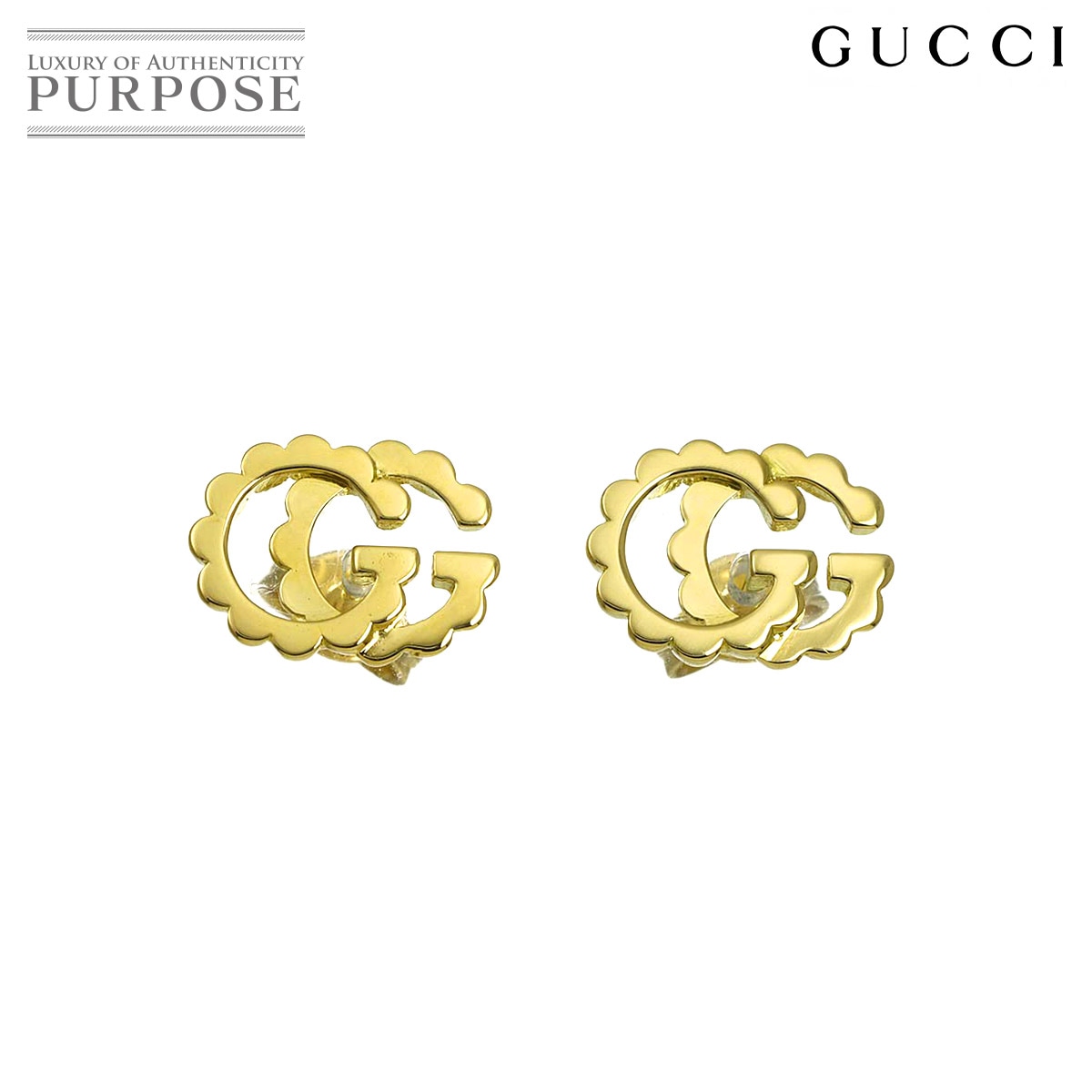 GUCCI GGランニング ピアス K18 YG イエローゴールド 750 Earrings Pierced グッチ 90336600