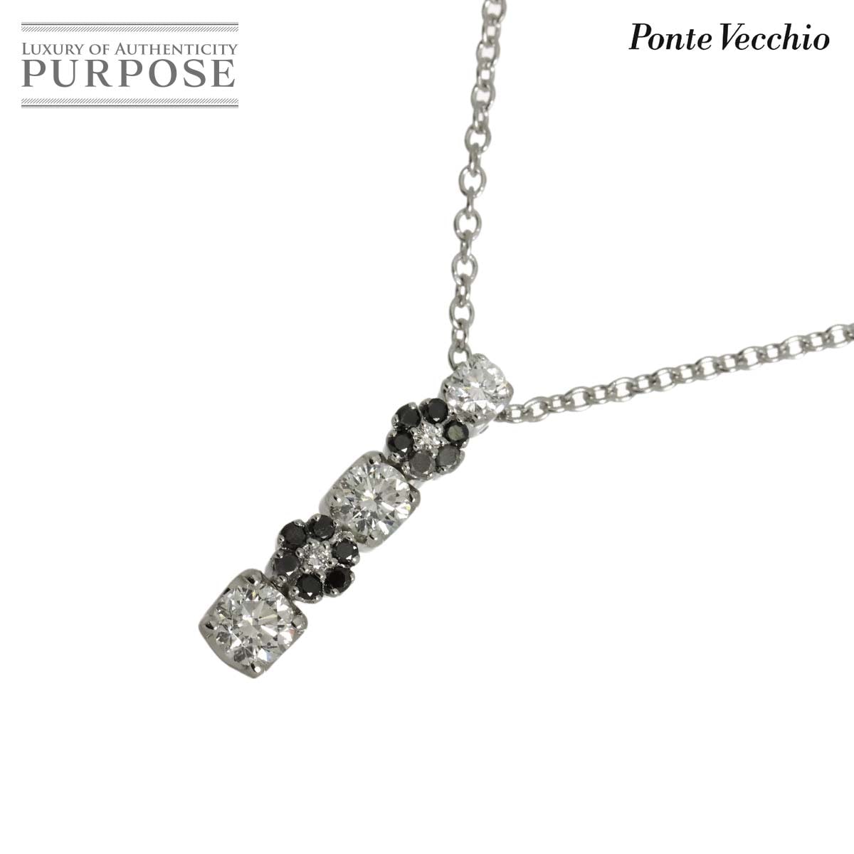 Ponte Vecchio ダイヤ 0.41ct/0.09ct ネックレス 39.5cm K18 WG ホワイトゴールド 750 花 Diamond Necklace ポンテヴェキオ 90337206