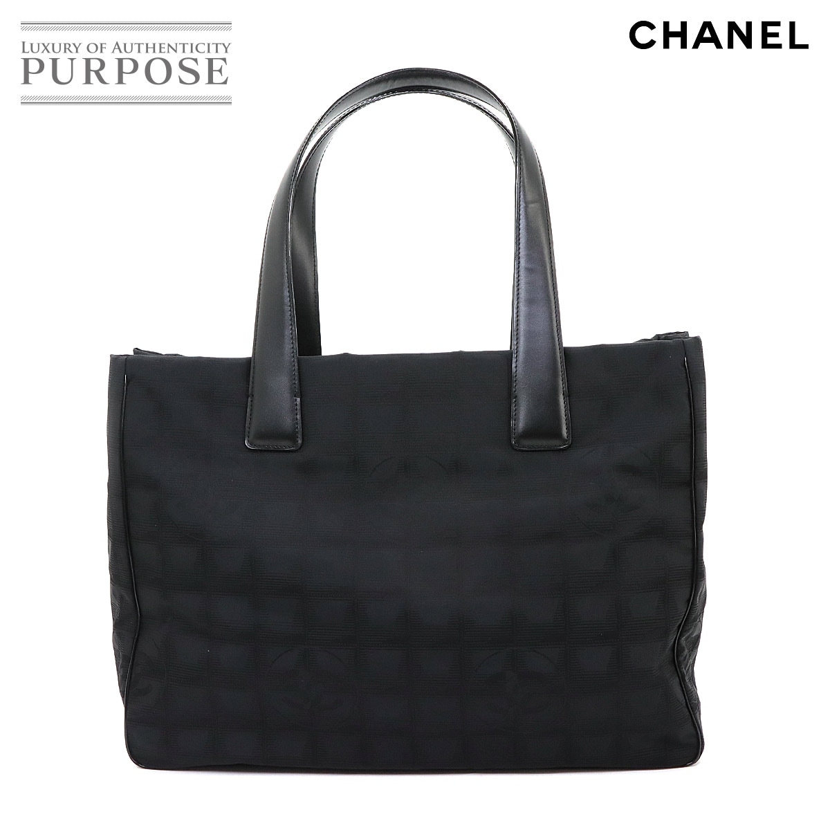 CHANEL ニュートラベルライン トート MM バッグ ナイロンジャガード レザー ブラック A15991 New Travel Line Tote MM シャネル 90344129