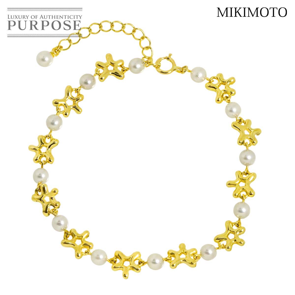 MIKIMOTO ベビーパール 3.8mm ブレスレット 17.5cm K18 YG イエローゴールド 750 真珠 Pearl Bracelet ミキモト 90336006
