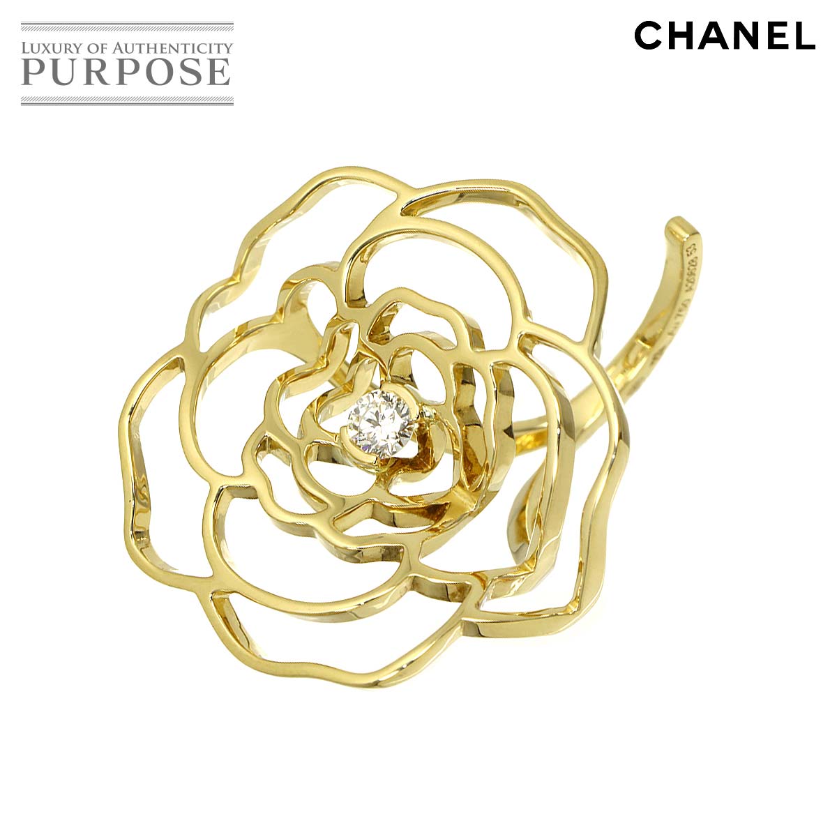 CHANEL カメリア #53 リング ダイヤ K18 YG イエローゴールド 750 指輪 Camellia Diamond Ring シャネル 90336975