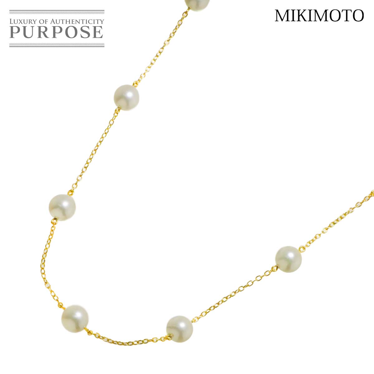 MIKIMOTO ステーション アコヤ真珠 6.7-6.5mm ネックレス 39.5cm K14 YG イエローゴールド 585 パール Akoya Pearl Necklace ミキモト 90337183