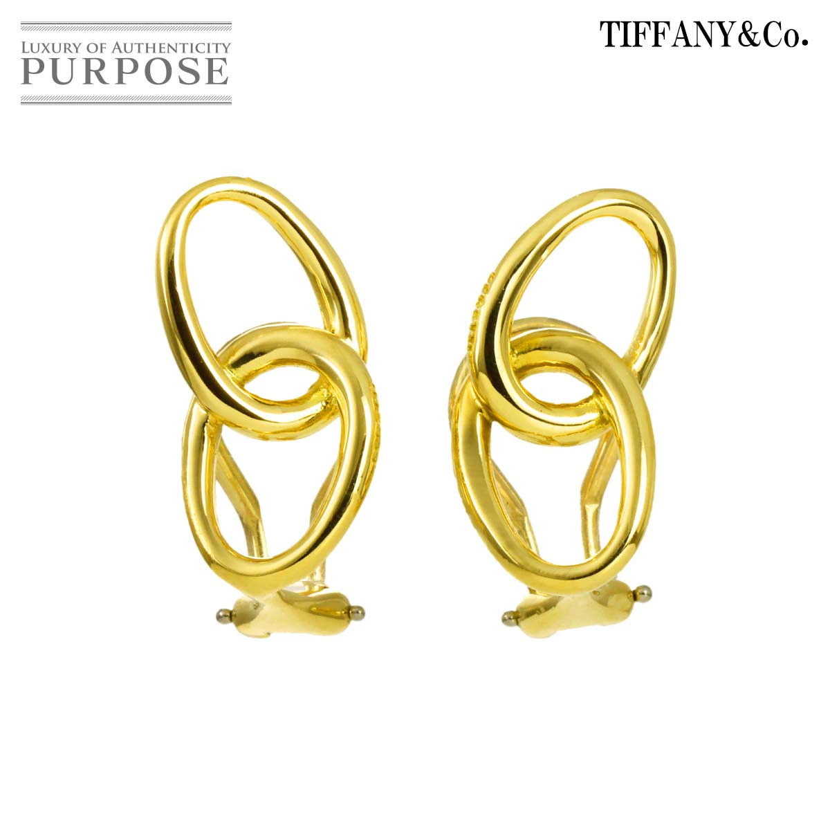 TIFFANY&Co. ダブルループ イヤリング K18 YG イエローゴールド 750 Earrings Clip on ティファニー 90336551