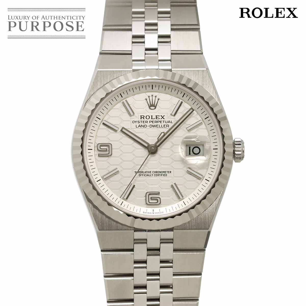ROLEX ランドドゥエラー 40 コンビ 127334 ランダム メンズ 腕時計 ハニカムモチーフ K18WG ホワイトゴールド オートマ 自動巻き ウォッチ Land Dweller ロレックス 90344647