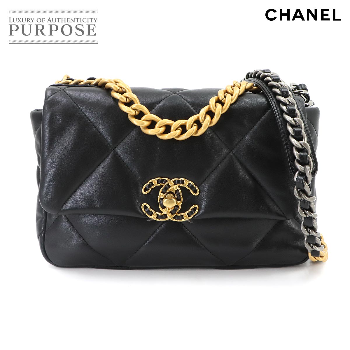 CHANEL 19 2way ハンド チェーン ショルダー バッグ レザー ブラック AS116 CHANEL 19 Bag シャネル 90341737