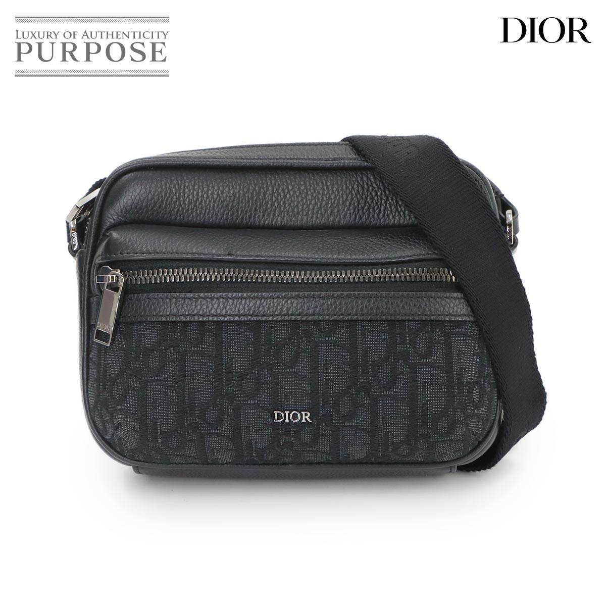 Christian Dior オブリーク ライダー 2.0 ジップ メッセンジャー ショルダー バッグ キャンバス レザー ブラック 2ESWS034YKS Rider 2.0 Zipped Messenger ディオール 90342670