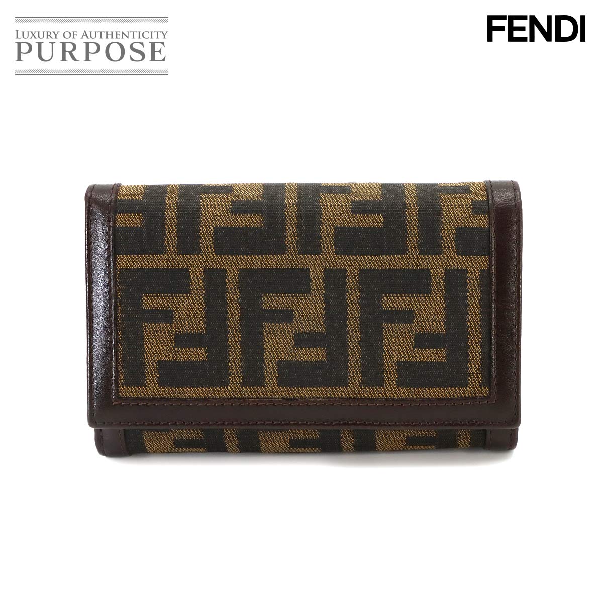 FENDI フェンディ ズッカ 二つ折り 長財布 キャンバス レザー ブラウン 31052 Long Wallet フェンディ 90343834