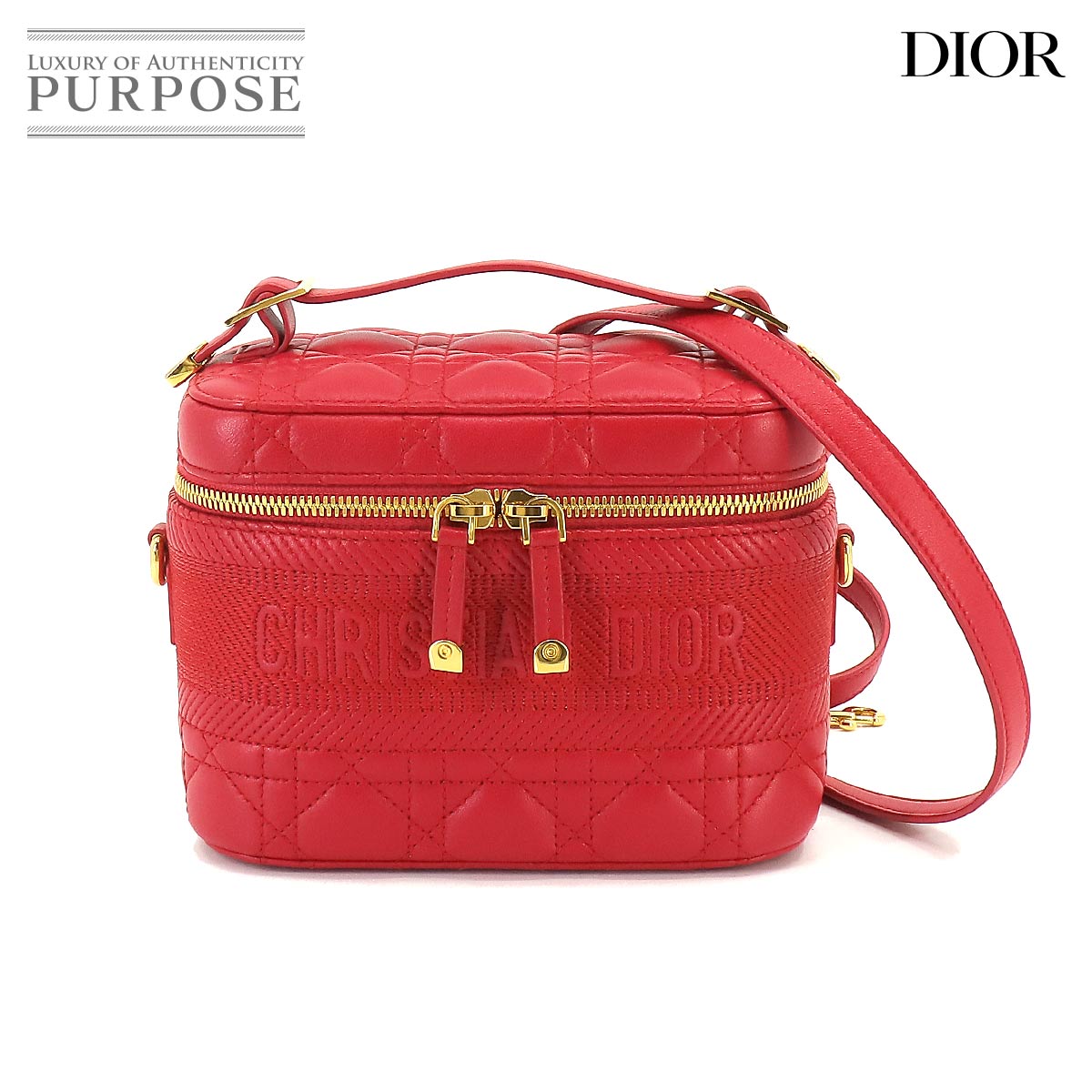 Christian Dior レディディオール DIORTRAVEL スモール ヴァニティ 2way ハンド ショルダー バッグ レザー レッド S5488UNTR クリスチャン ディオール 90217046