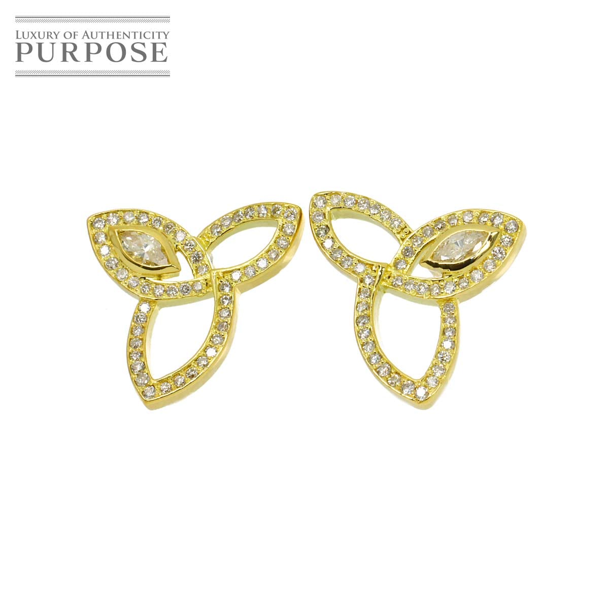 ダイヤ 0.35ct/0.35ct ピアス K18 YG イエローゴールド 750 Diamond Earrings Pierced 90344067
